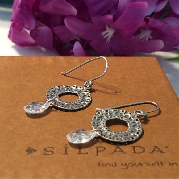 Silpada Cubic Zirconia and Sterling Silver Earrings W1520 - Picture 3 of 15